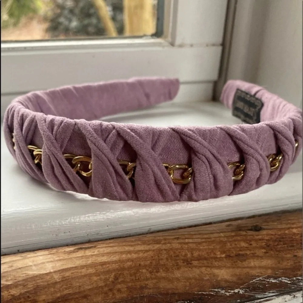 Anthropologie  Purple Braided Gold Chain Headband